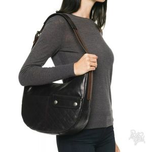 Frye Samantha Quilted Leather Black Hobo Bag Purse